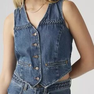 LEVI'S PREMIUM WOMEN'S BIG YIKES BRAIDED DENIM VEST XL